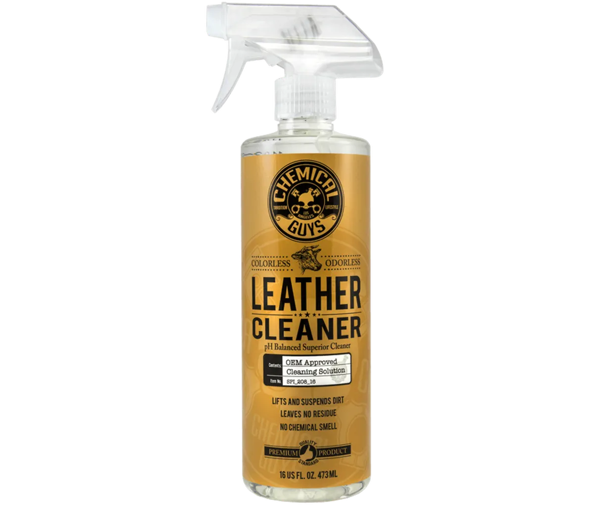 Неутрален почистващ препарат за кожа Chemical Guys Leather Cleaner (Без мирис и цвят), 473 мл Неутрален почистващ препарат за кожа Chemical Guys Leather Cleaner (Без мирис и цвят), 473 мл