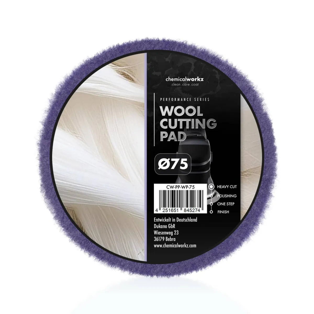 Вълнен пад за полиране chemicalworkz Wool Cutting Performance Pad - 75мм Вълнен пад за полиране chemicalworkz Wool Cutting Performance Pad - 75мм
