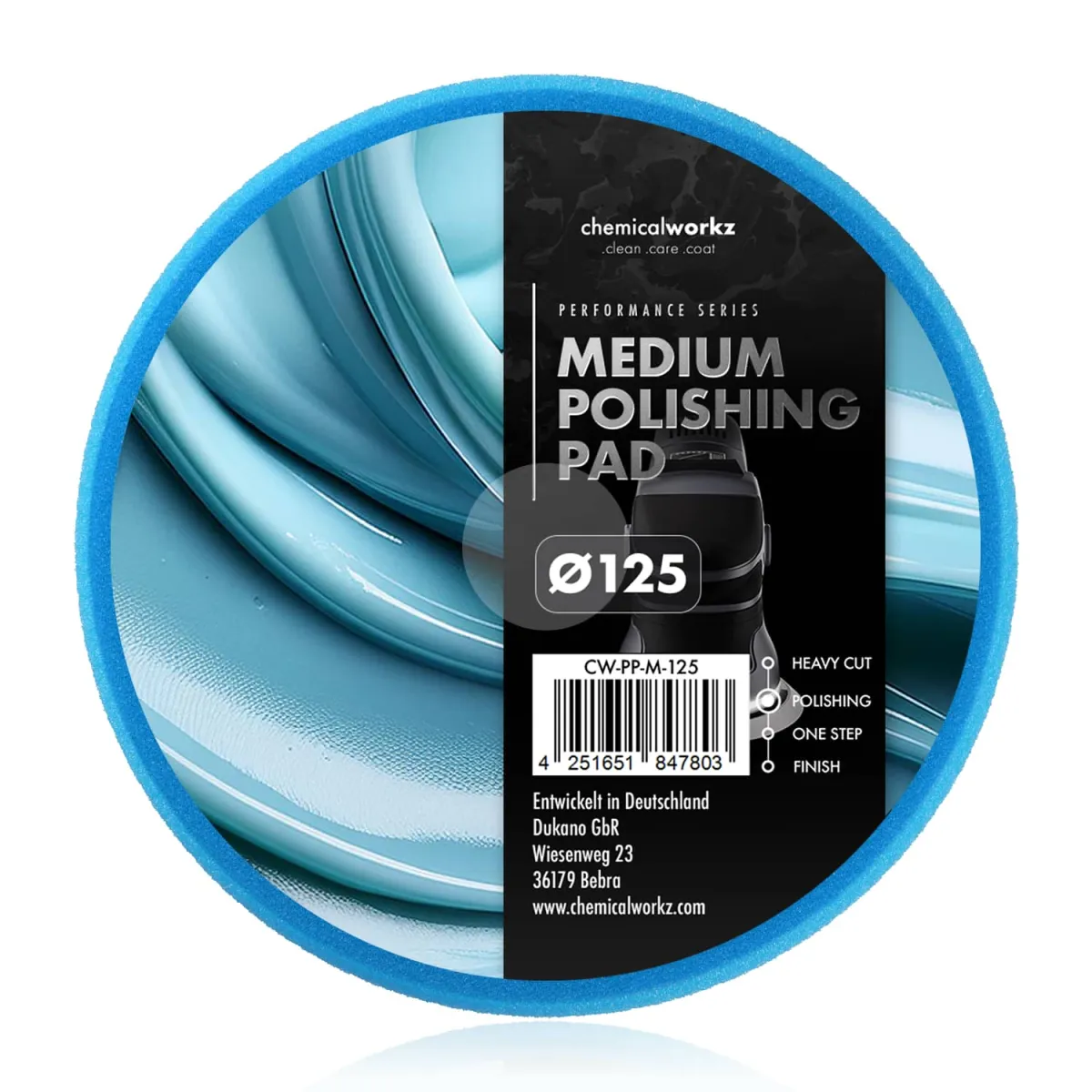 Средно твърд пад за полиране chemicalworkz Medium Polishing Performance Pad - 125мм (син) Средно твърд пад за полиране chemicalworkz Medium Polishing Performance Pad - 125мм (син)